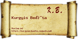 Kurgyis Beáta névjegykártya